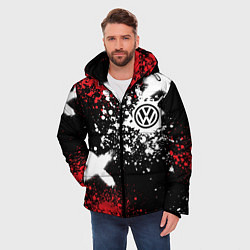Куртка зимняя мужская Фольксваген на фоне граффити и брызг красок, цвет: 3D-черный — фото 2