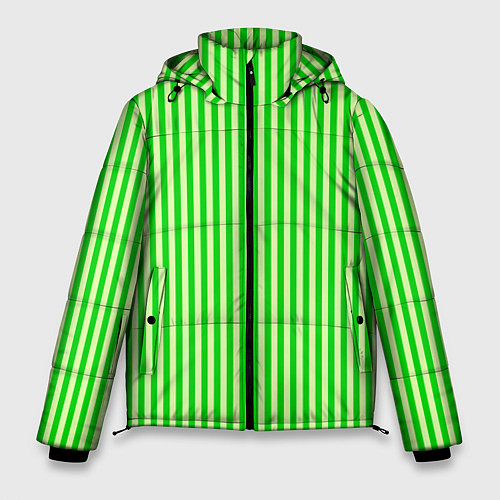 Мужская зимняя куртка Полосатый салатовый / 3D-Черный – фото 1