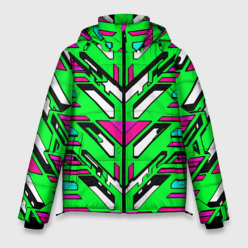 Мужская зимняя куртка Техно броня розово-зелёная / 3D-Черный – фото 1