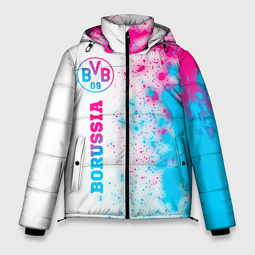 Мужская зимняя куртка Borussia neon gradient style по-вертикали / 3D-Черный – фото 1