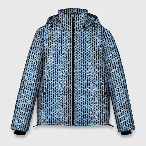 Мужская зимняя куртка Голубой с чёрным мелкая мозаика / 3D-Черный – фото 1