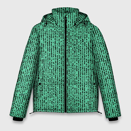 Мужская зимняя куртка Мозаика нефритовый зелёный / 3D-Черный – фото 1