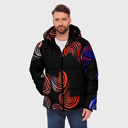 Куртка зимняя мужская Чёрные звёзды и завихрения, цвет: 3D-светло-серый — фото 2