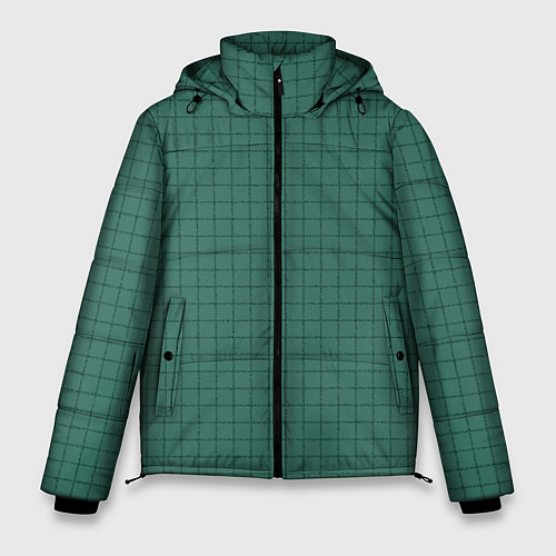 Мужская зимняя куртка Патиново-зелёный в клетку / 3D-Черный – фото 1