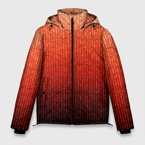 Мужская зимняя куртка Полосатый градиент оранжево-красный в чёрный / 3D-Черный – фото 1