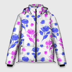Куртка зимняя мужская Цветочный узор из роз - паттерн, цвет: 3D-черный
