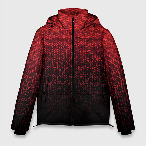 Мужская зимняя куртка Градиент мозаика красно-чёрный / 3D-Черный – фото 1