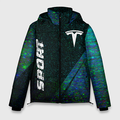 Мужская зимняя куртка Tesla sport glitch blue / 3D-Черный – фото 1