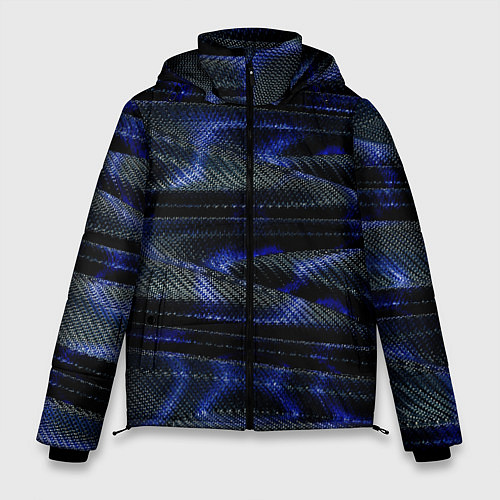Мужская зимняя куртка Темно синие карбоновые волны / 3D-Черный – фото 1