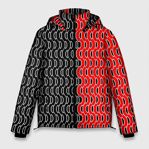 Мужская зимняя куртка Чёрно-красный паттерн с белой обводкой / 3D-Черный – фото 1