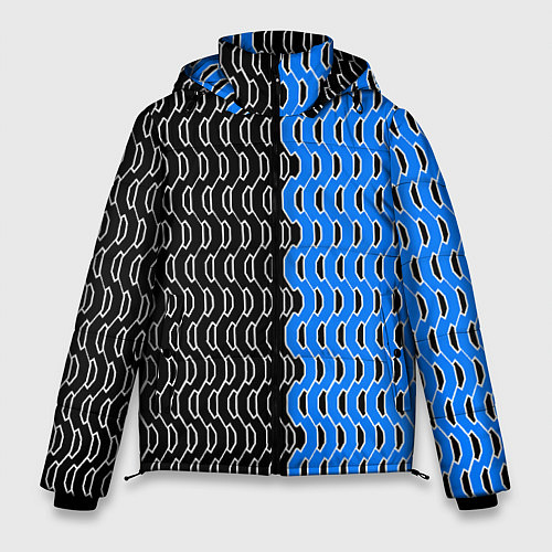 Мужская зимняя куртка Чёрно-синий паттерн с белой обводкой / 3D-Черный – фото 1