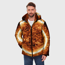 Куртка зимняя мужская Пылающее солнце крупным планом, цвет: 3D-черный — фото 2