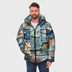 Куртка зимняя мужская Пэчворк из Турции, цвет: 3D-черный — фото 2