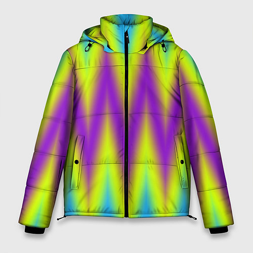 Мужская зимняя куртка Неоновые зигзаги / 3D-Черный – фото 1