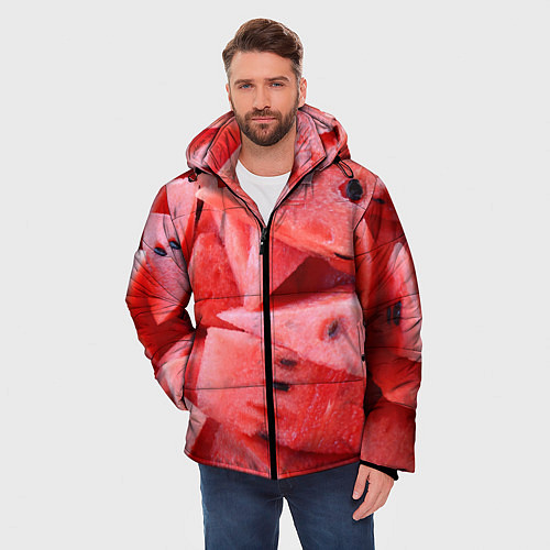Мужская зимняя куртка Арбузные ломти / 3D-Светло-серый – фото 3