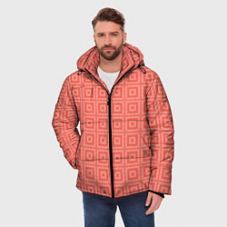 Куртка зимняя мужская Кораллового цвета геометрический клетчатый узор, цвет: 3D-красный — фото 2