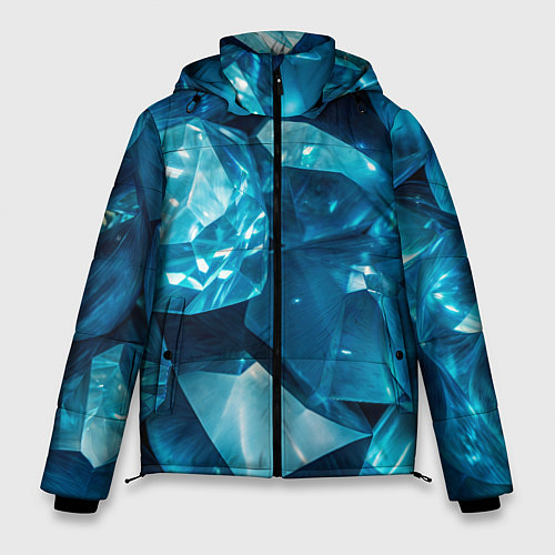 Мужская зимняя куртка Голубой камень апатит - текстура / 3D-Черный – фото 1