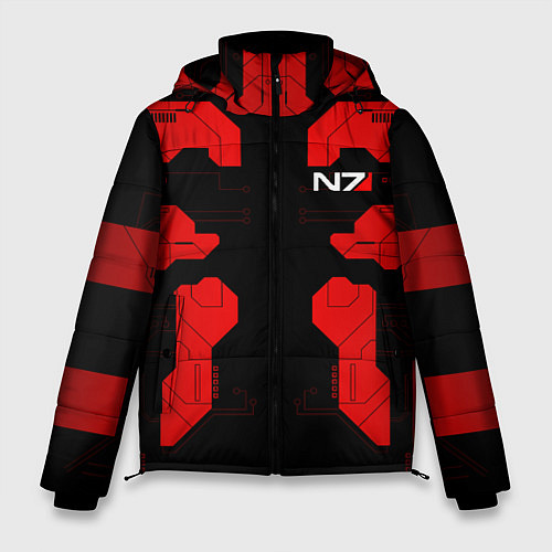 Мужская зимняя куртка Mass Effect - Red armor / 3D-Светло-серый – фото 1