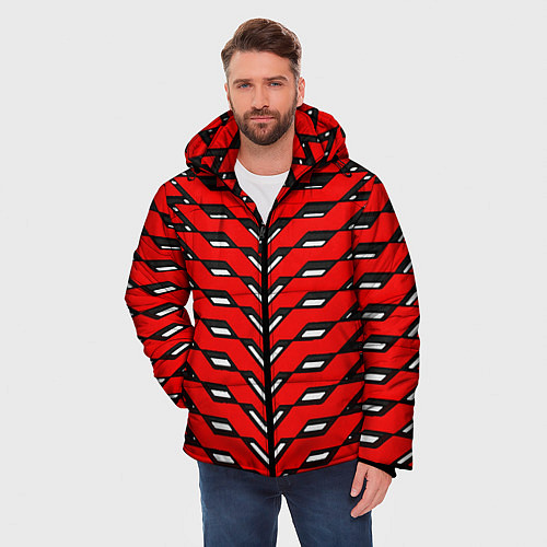 Мужская зимняя куртка Красная броня с белыми прорезями / 3D-Светло-серый – фото 3