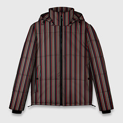 Куртка зимняя мужская Чёрно-красный в тонкую полоску, цвет: 3D-красный