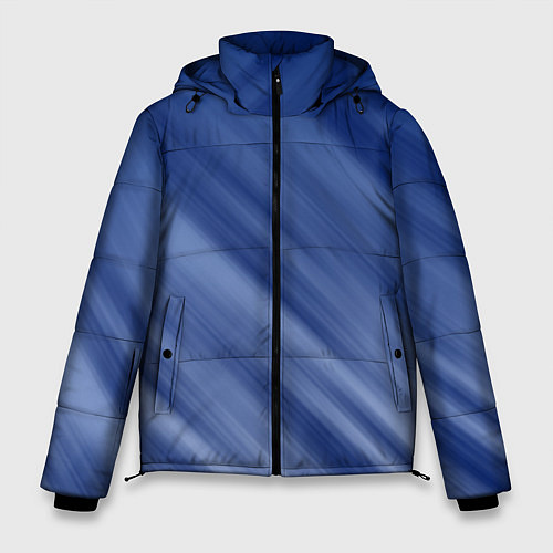 Мужская зимняя куртка Белые полосы на синем фоне / 3D-Черный – фото 1