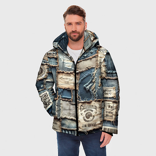 Мужская зимняя куртка State California - пэчворк / 3D-Светло-серый – фото 3