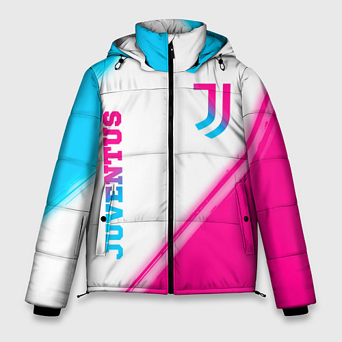 Мужская зимняя куртка Juventus neon gradient style вертикально / 3D-Черный – фото 1