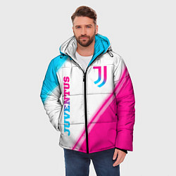 Куртка зимняя мужская Juventus neon gradient style вертикально, цвет: 3D-черный — фото 2