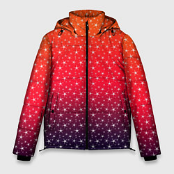 Куртка зимняя мужская Градиент оранжево-фиолетовый со звёздочками, цвет: 3D-черный
