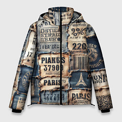 Куртка зимняя мужская Пэчворк джинсы из Парижа, цвет: 3D-черный