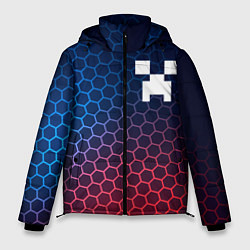 Куртка зимняя мужская Minecraft неоновые соты, цвет: 3D-черный