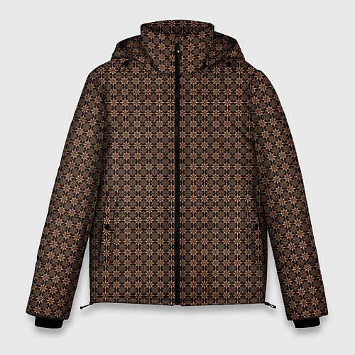Мужская зимняя куртка Чёрно-коричневый паттерн узоры / 3D-Черный – фото 1
