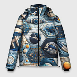 Куртка зимняя мужская Пэчворк с авиацией, цвет: 3D-светло-серый