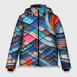 Куртка зимняя мужская Абстрактный авангардный пэчворк - нейросеть, цвет: 3D-красный