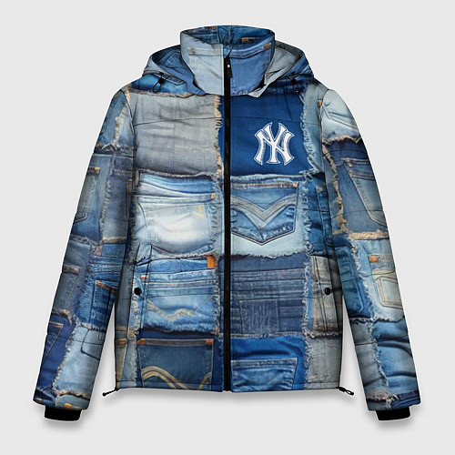 Мужская зимняя куртка Patchwork - New York yankees baseball team / 3D-Черный – фото 1