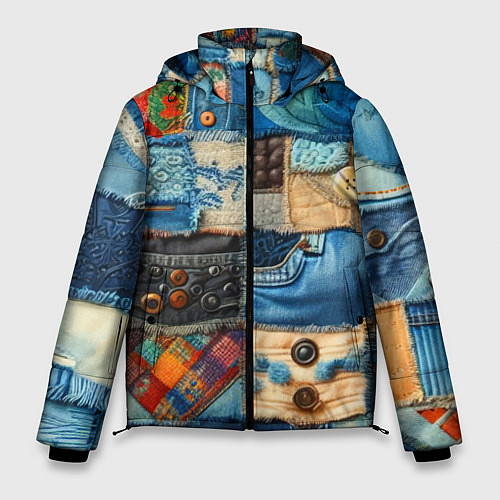 Мужская зимняя куртка Vanguard denim patchwork - ai art / 3D-Черный – фото 1