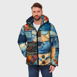 Куртка зимняя мужская Vanguard denim patchwork - ai art, цвет: 3D-светло-серый — фото 2