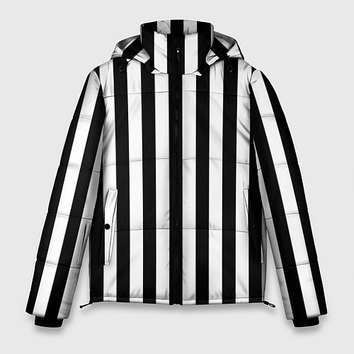 Мужская зимняя куртка Вертикальная широкая полоска / 3D-Черный – фото 1