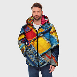 Куртка зимняя мужская Colorful denim patchwork - ai art, цвет: 3D-светло-серый — фото 2