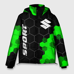 Куртка зимняя мужская Suzuki green sport hexagon, цвет: 3D-черный