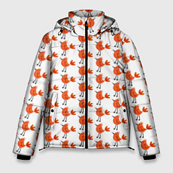 Куртка зимняя мужская Миленькие рыжие птички, цвет: 3D-светло-серый