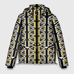 Куртка зимняя мужская Жёлто-белые треугольники на чёрном фоне, цвет: 3D-черный
