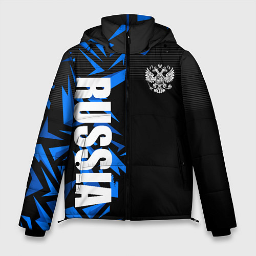 Мужская зимняя куртка Россия - синяя абстракция / 3D-Черный – фото 1
