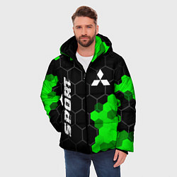 Куртка зимняя мужская Mitsubishi green sport hexagon, цвет: 3D-черный — фото 2