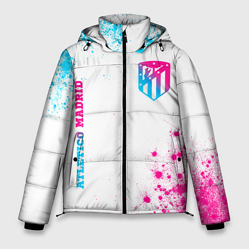 Мужская зимняя куртка Atletico Madrid neon gradient style вертикально / 3D-Черный – фото 1