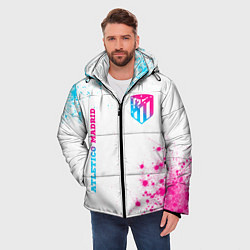 Куртка зимняя мужская Atletico Madrid neon gradient style вертикально, цвет: 3D-черный — фото 2