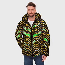 Куртка зимняя мужская Агрессивный чёрно-жёлтый паттерн, цвет: 3D-светло-серый — фото 2