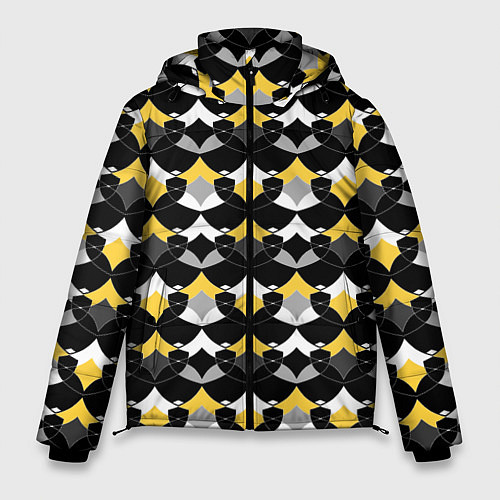 Мужская зимняя куртка Желто черный с белым геометрический узор / 3D-Черный – фото 1