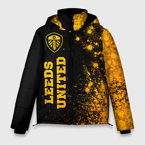 Мужская зимняя куртка Leeds United - gold gradient по-вертикали / 3D-Черный – фото 1