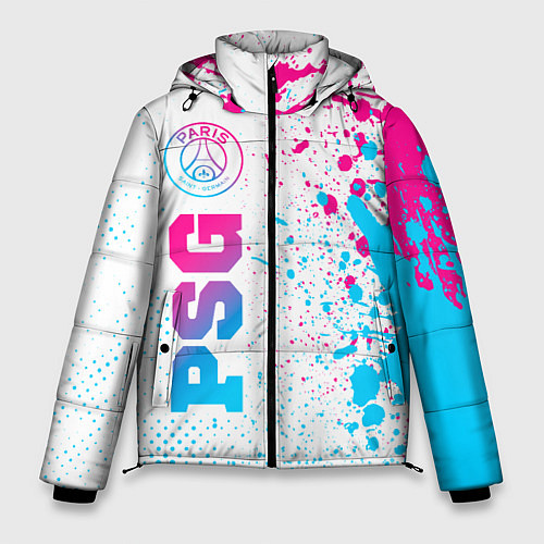 Мужская зимняя куртка PSG neon gradient style по-вертикали / 3D-Черный – фото 1